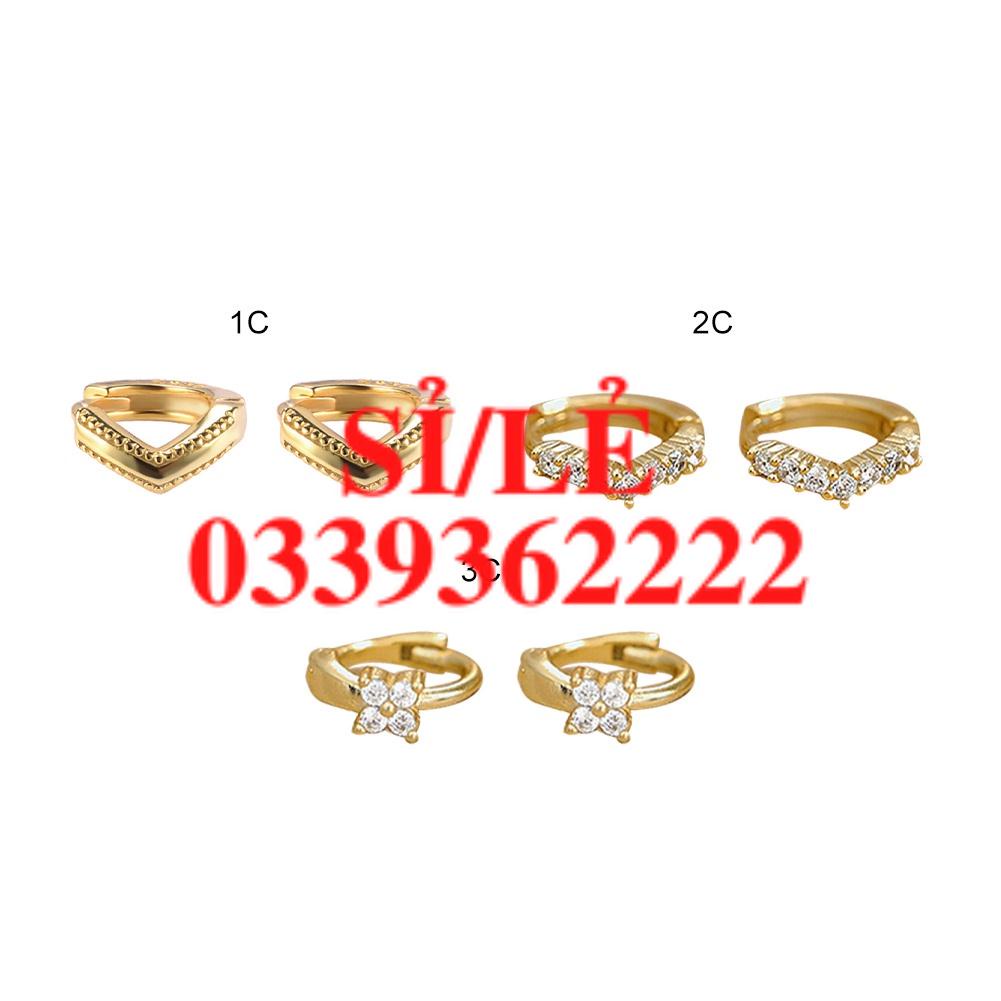 1 Đôi Bông Tai Mạ Vàng 14k Đính Đá Zircon