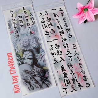 Combo 2 tấm hình xăm dán quan công kín tay màu 17x48cm- mua 2 combo tặng bắp tay xinh