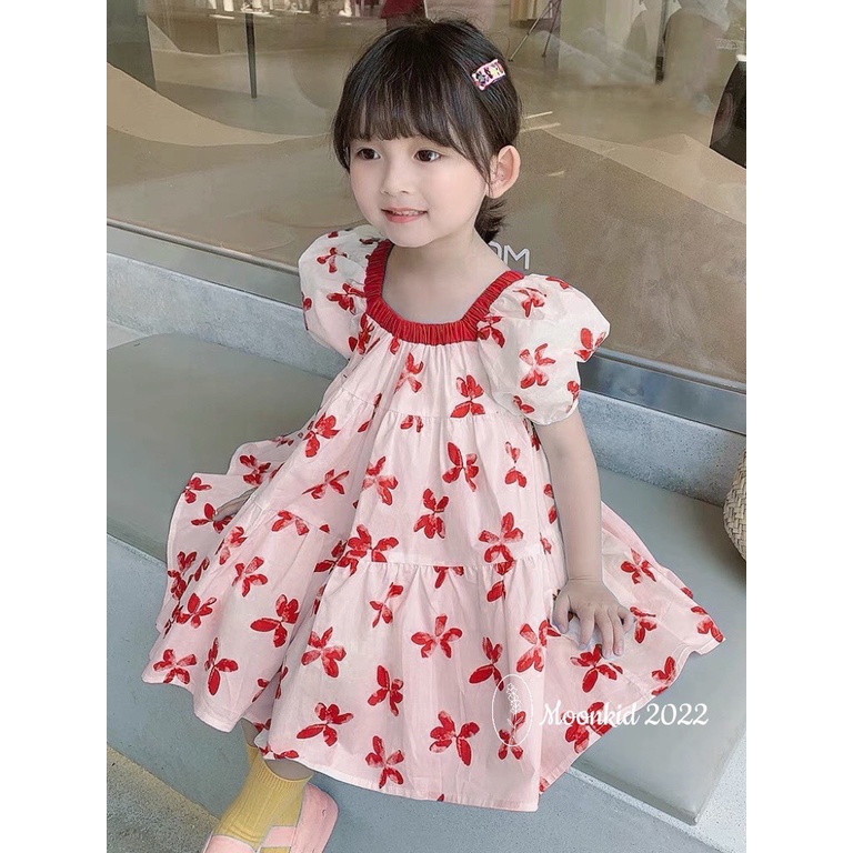 Váy bé gái, váy hoa mềm mặc mùa hè cho bé từ 1 đến 6 tuổi
