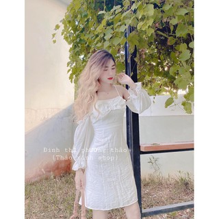 ❤️ Đầm Trắng Rớt Vai Nơ Ngực