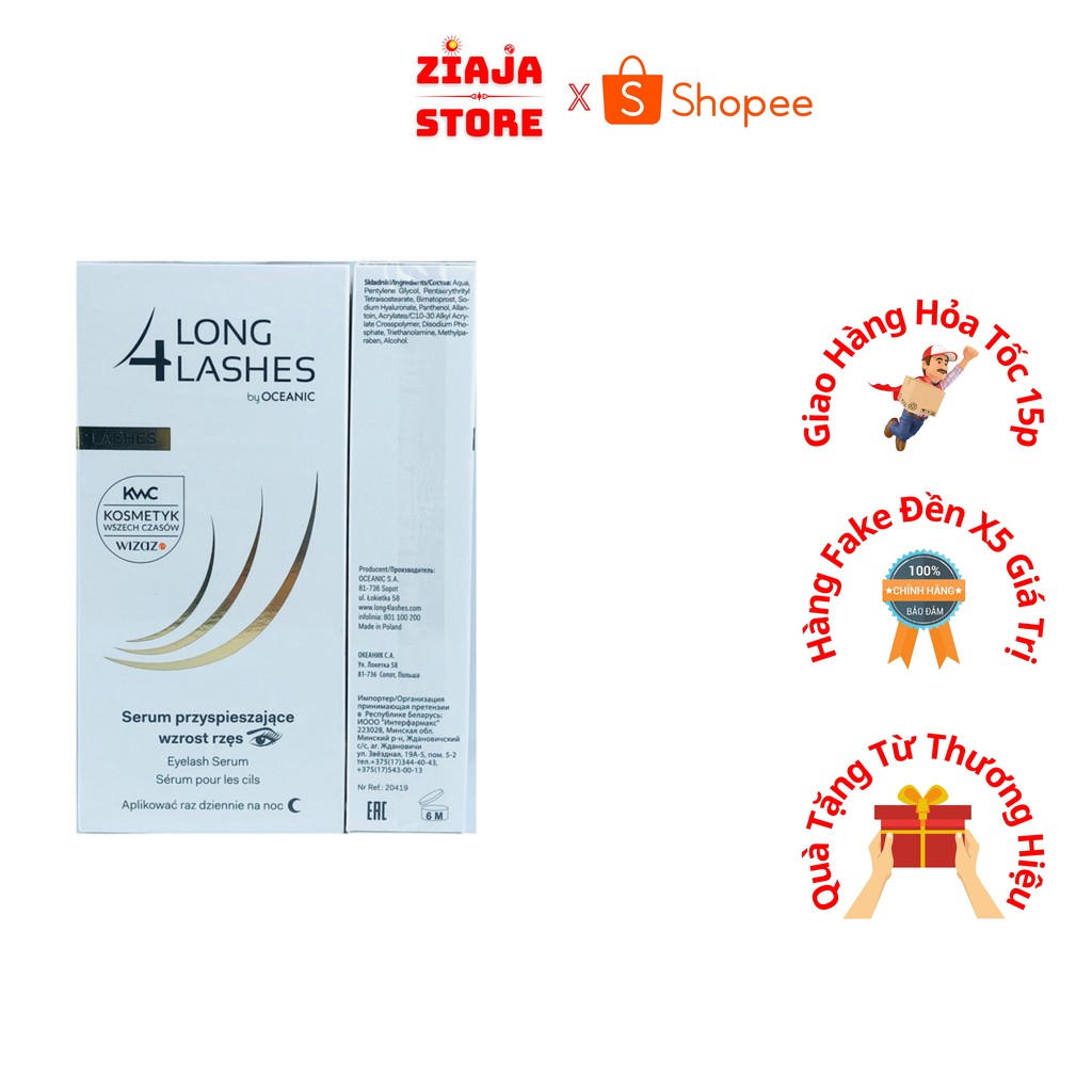 Serum Dưỡng Mi Dài 4 Long Lashes , Giúp Mi Dài, Dày, Khỏe Hơn Tôn Thêm Vẻ Đẹp Của Đôi Mắt - 3ml