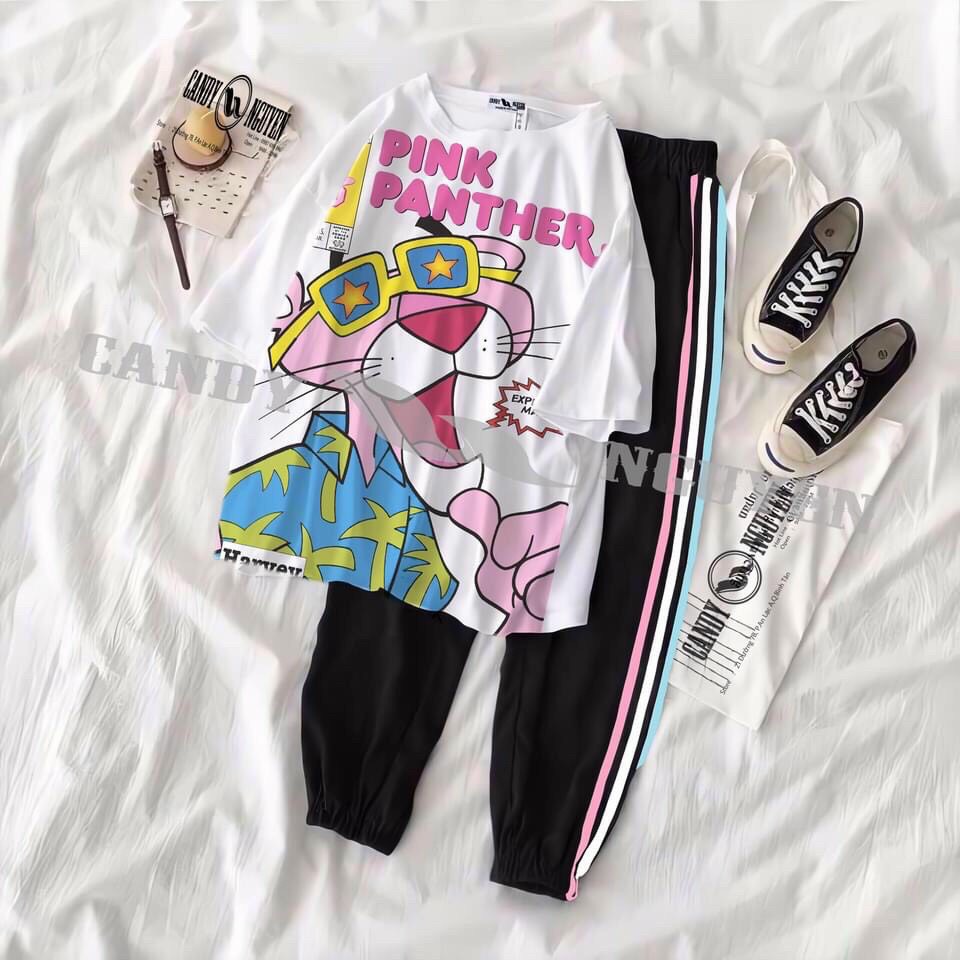 Set đồ bộ quần dài JOGGER ĐEN 3 SỌC NHIỀU MẪU ❤️ Bộ hoạt hình form rộng Freesize Unisex nam nữ Molly Fashion