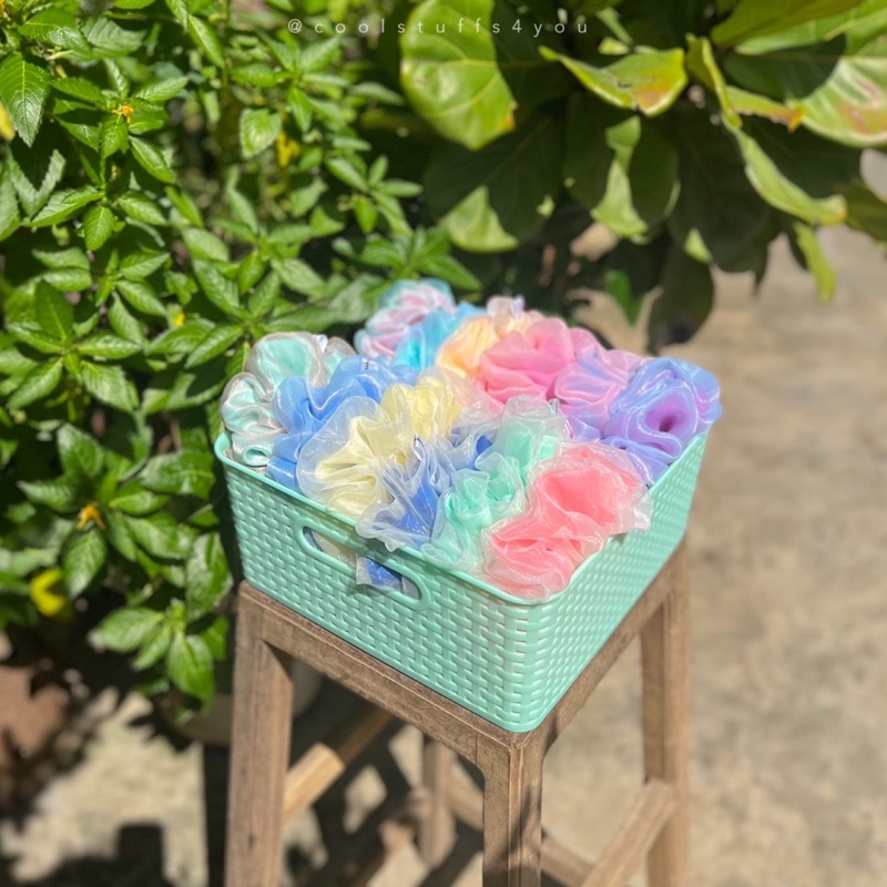 Buộc Tóc Scrunchies Thiết Kế Voan 2 Lớp Vải Phối Màu Bigsize Siêu To