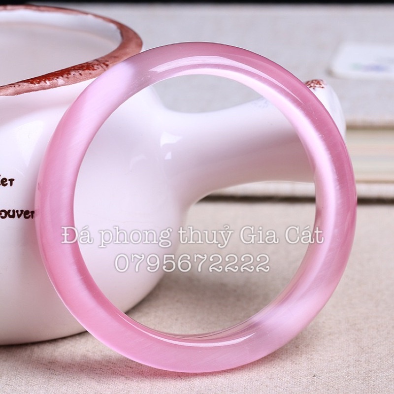 Vòng tay đá mắt mèo hồng Đá phong thuỷ Gia Cát