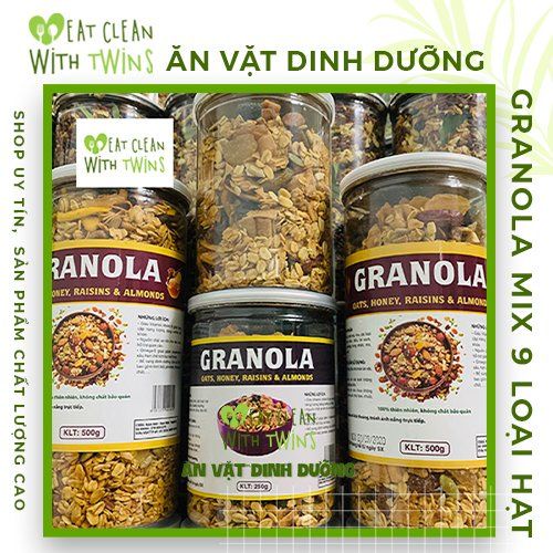 Granola Mix 9 Loại Hạt Không Đường - Ngũ Cốc Giảm Cân Tự Nhiên, Emario Bách Hóa Online, Hộp 250g