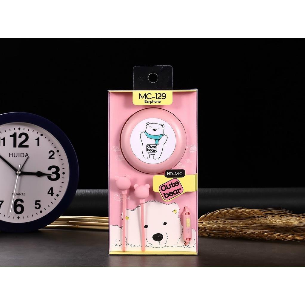 🔥SO CUTE🔥 Tai nghe nhét tai có dây có mic MC 129 kiêm hộp đựng tai nghe siêu kute, âm thanh cực đỉnh - BH 6T