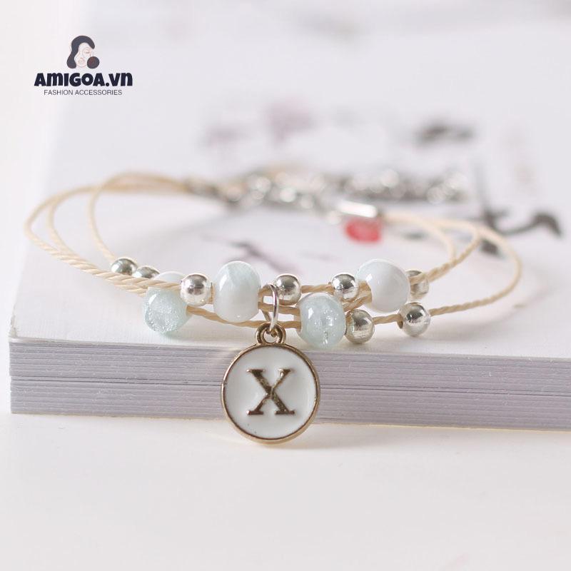 Vòng Đeo Tay Bằng Gốm Họa Tiết Chữ Dễ Thương Bắt Mắt Sành Điệu