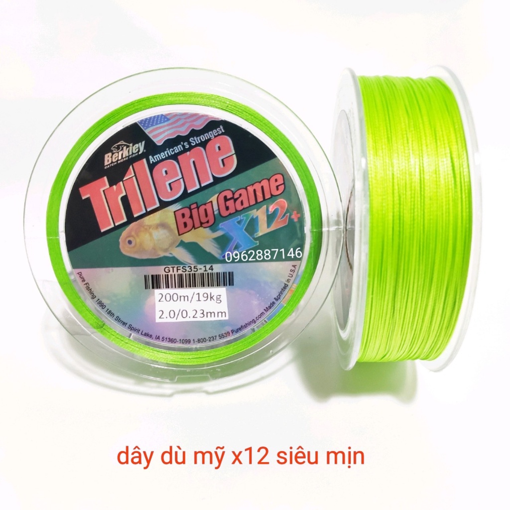 dù chìm câu cá dây dù chìm triline x12 siêu mịn siêu tải 200m