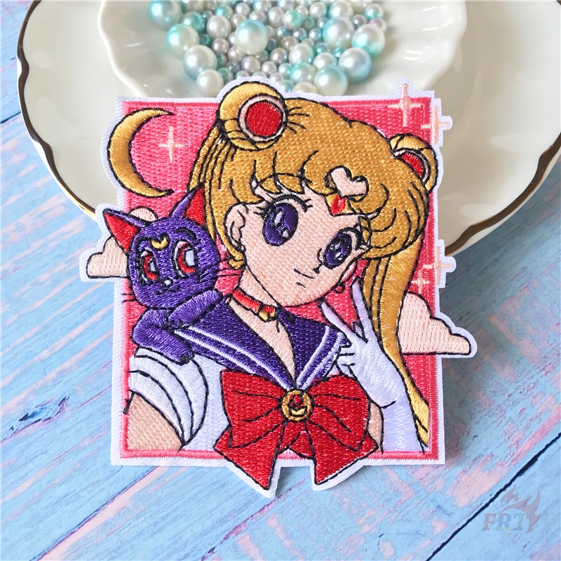 ☸ Miếng Dán Ủi Thêu Hình Thủy Thủ Mặt Trăng ☸ 1 Miếng Vá DIY Hình Mặt Trăng Tsukino Usagi Luna 10CM (M - 06567)