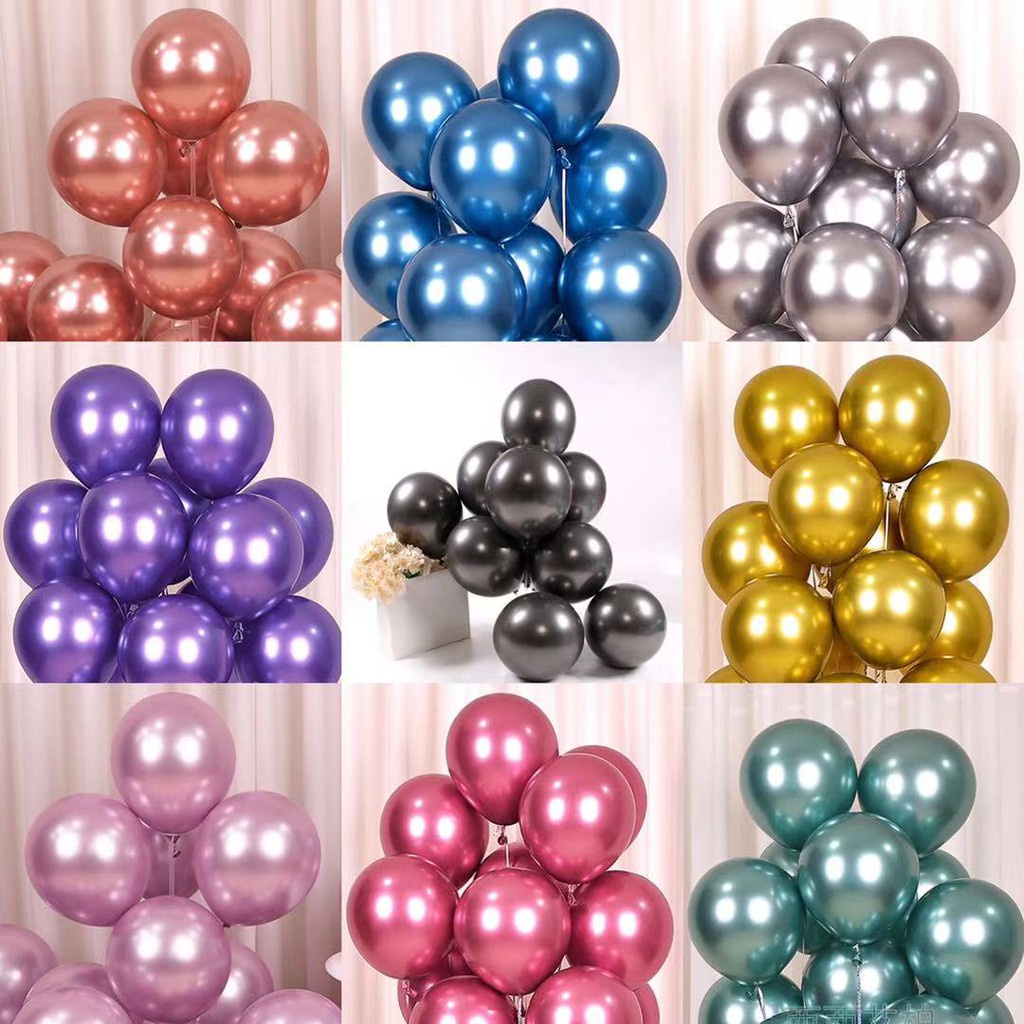 Bong Bóng Latex 10 / 12 inch Màu Sắc Ánh Kim Lấp Lánh Chất Lượng Cao Trang Trí Sân Khấu Tiệc Tùng