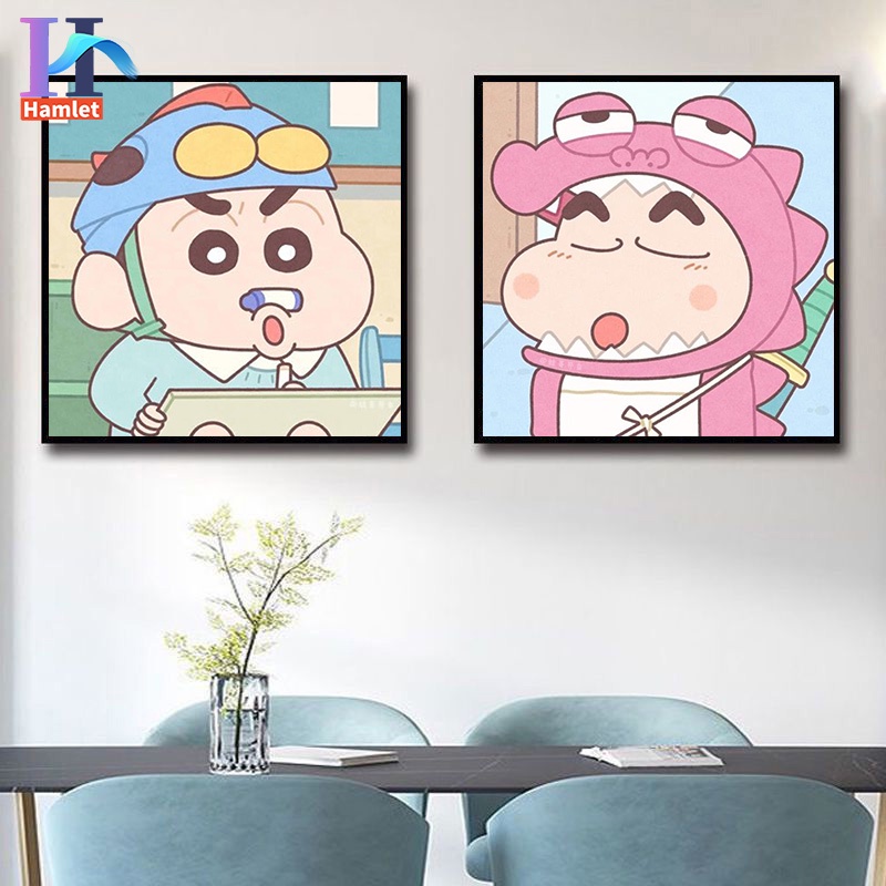 Bộ tranh sơn dầu Hamlet tô màu theo số hình crayon shin-chan làm quà tặng độc đáo cỡ 20 * 20/30 * 30 cm