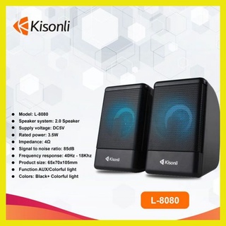 Loa máy vi tính để bàn gaming mini kisonli l8080 đèn led cực chất, loa vi tính nghe nhạc cho pc laptop