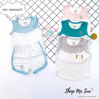 Bộ ba lỗ chất liệu sợi dệt mềm mại siêu mát cho bé yêu 6m-4y