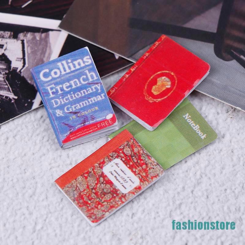 [fashionstore]4Pcs/Set Dollhouse miniature mini book paper notebook magazine home decor gift