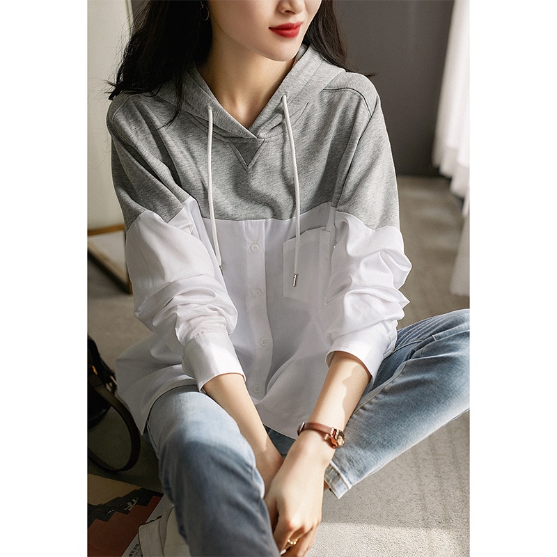 Áo Sweater Cotton Chui Đầu Màu Xám Trắng Phong Cách Phương Tây Thời Trang H4477381461Aghc1
