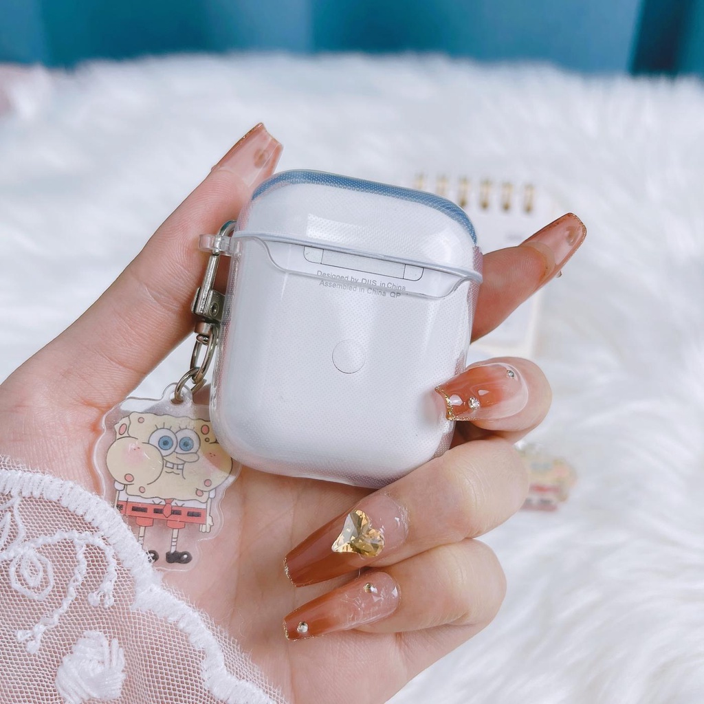 Vỏ Bảo Vệ Hộp Sạc Tai Nghe Bluetooth AirPods 1/2/3/Pro 2021 inPods i12 Bằng Tpu Mềm Trong Suốt Họa Tiết Hoạt Hình Spongebob
