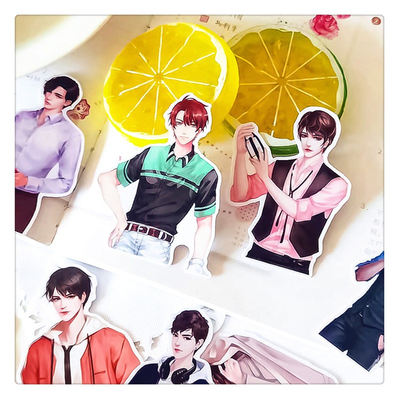 Set 16 sticker chàng trai anime thời trang phong cách trang trí đa dụng (Hàng có sẵn)