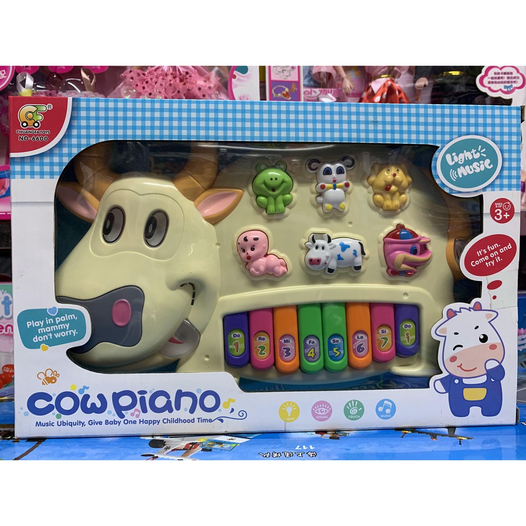 Đồ chơi đàn con bò sữa dùng pin AA phát nhạc giúp bé nhận biết tiếng kêu các con vật, phát triển thính giác - 392