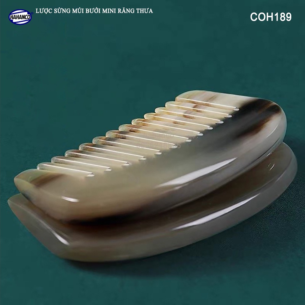 Lược Sừng Múi Bưởi Mini Răng Thưa HAHANCO  Bỏ Túi Tiện Dụng - COH189