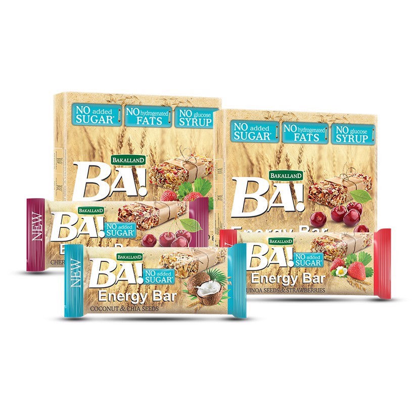 (2 vị) Thanh ngũ cốc Bakalland Energy Bar hộp 180gr (6 thanh)