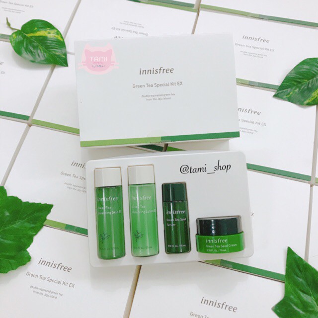 Bộ Innisfree Green Tea Special Kit EX Kit 4 Item cho da dầu, da hỗn hợp thiên dầu, da mụn và nhạy cảm.