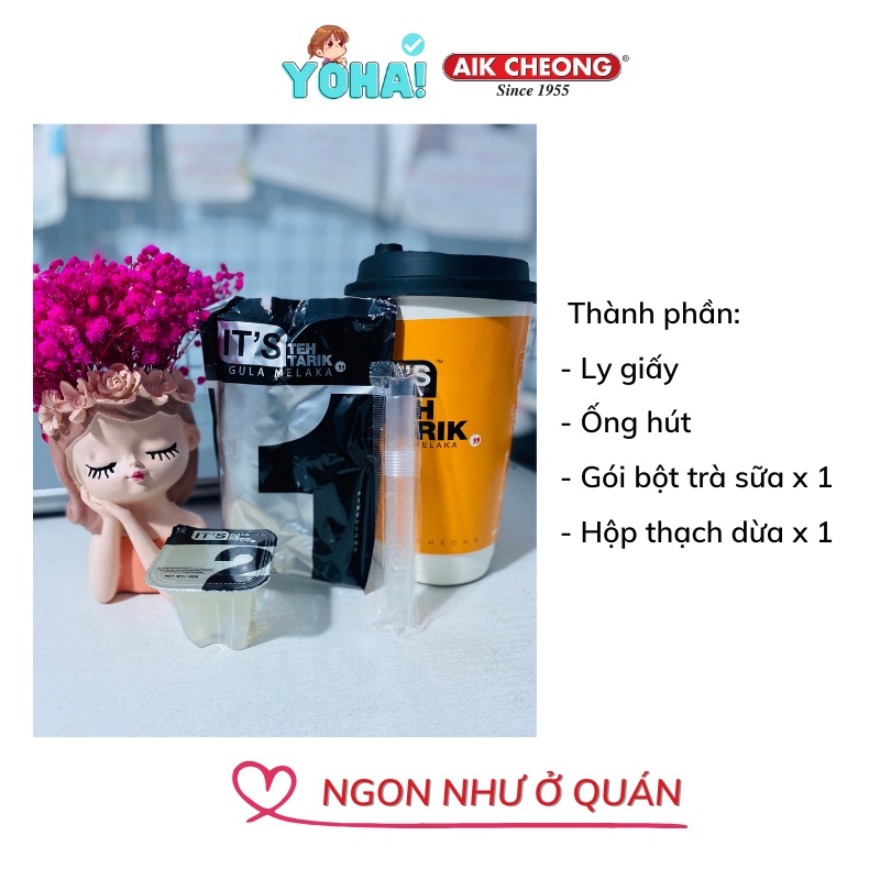 Trà Sữa Kéo Aik Cheong Malaysia Ly Tự Pha Tiện Dụng Kèm Topping Thạch Dừa