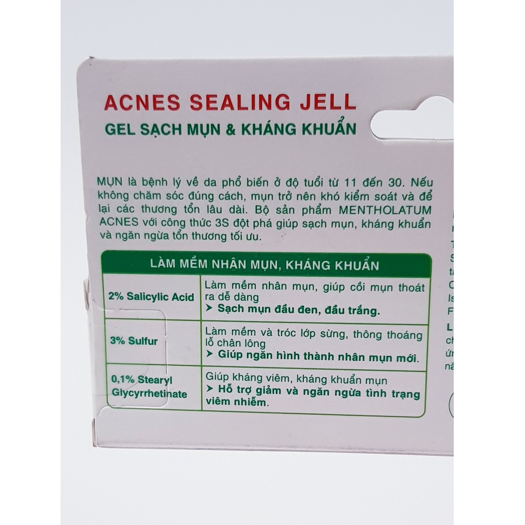 Gel làm Sạch Mụn Kháng Khuẩn Acnes 3S 18g