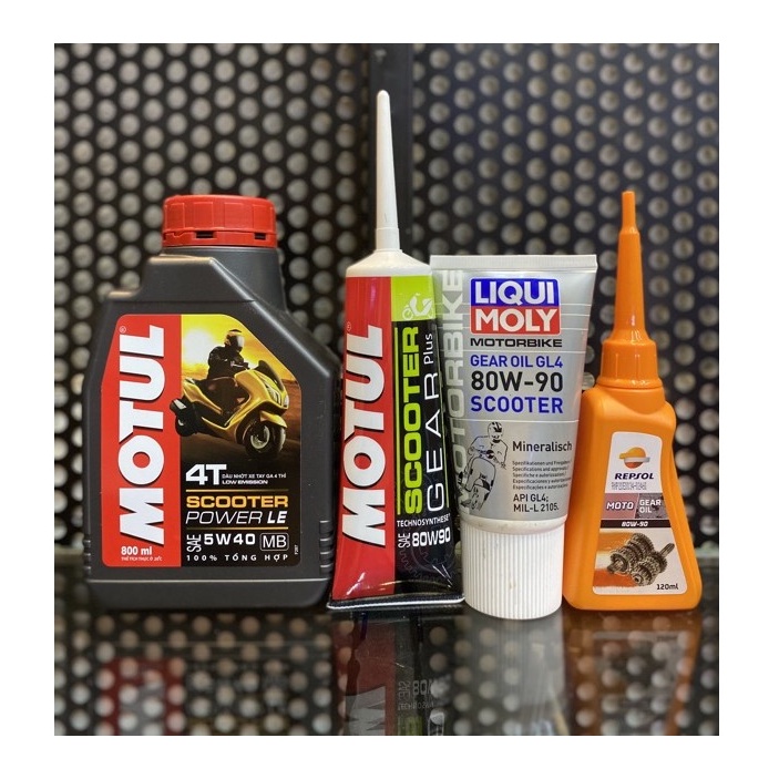 Combo: Nhớt Motul Scooter Power LE 5w40 + Nhớt láp Motul/Repsol/Liqui Moly