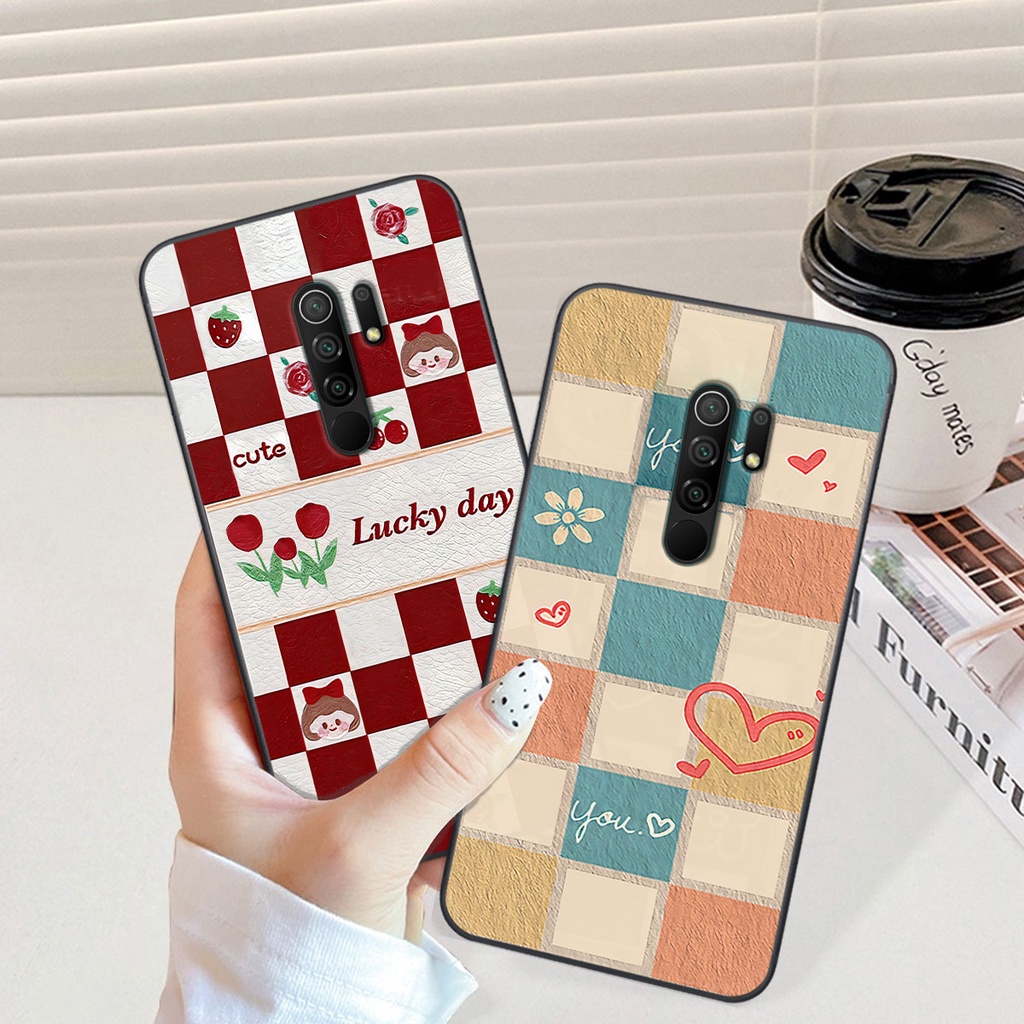 Ốp Xiaomi Redmi 9 caro trái tim cá tính, thời trang siêu đẹp, siêu phong cách
