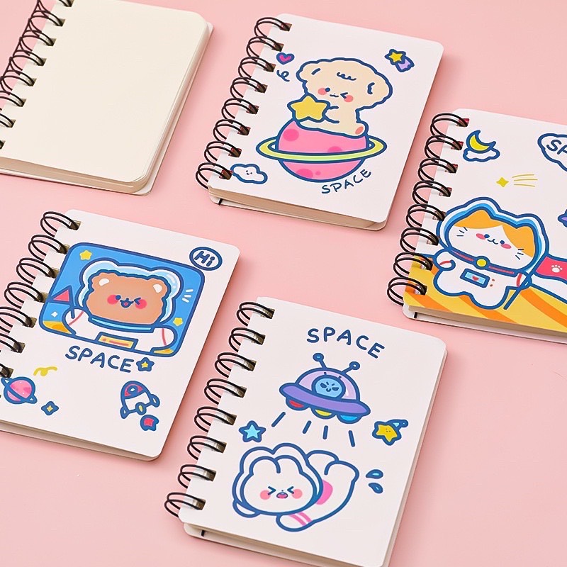 Sổ ghi chép cầm tay mini lò xo , sổ tay ghi chú gáy xoắn hoạt hình dễ thương - chutchutote