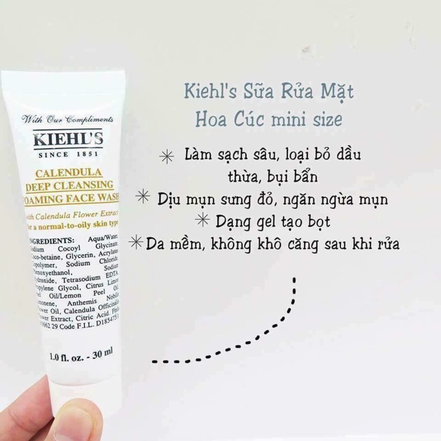 Sữa rửa mặt hoa cúc Kiehl’s Calendula Deep Cleansing Foaming Face Wash 30ml | BigBuy360 - bigbuy360.vn