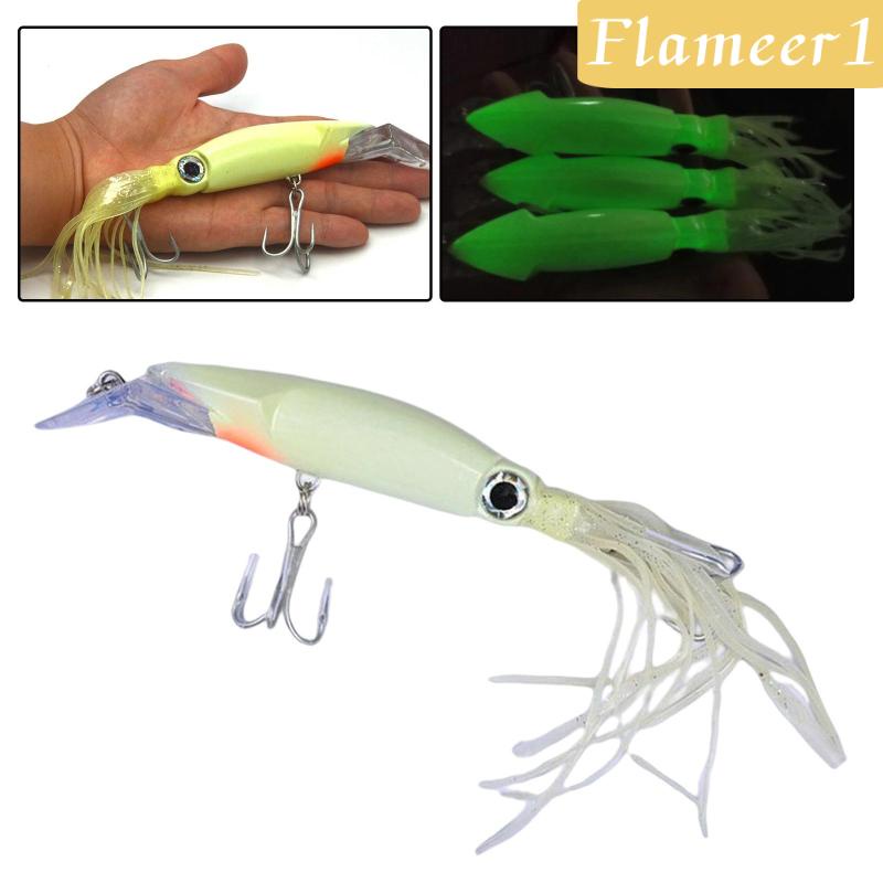 [Flameameer1] Mồi Mực Dạ Quang Giống Thật 8.6in Cho Nước Mặn