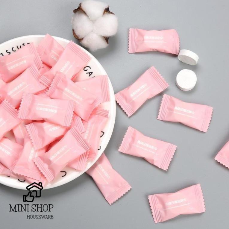 Sỉ 100 Khăn Lau Mặt Dạng Giấy Nén Viên Kẹo Dùng 1 Lần Tiện Dụng