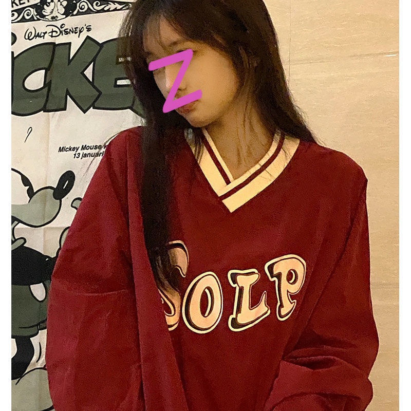 Dài Tay Áo lỏng T-Shirt mới thiết kế Mùa Xuân và Mùa Thu Thời Trang Hồng Kông phong cách