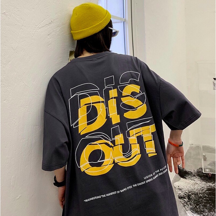 Áo Croptop tay dài nữ form rộng Unisex CHỮ DISOUT Freesize 45-70kg, áo thun nam form rộng tay lỡ, áo phông nữ form r