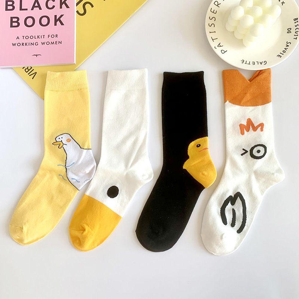 Vớ Cotton Cổ Trung Thiết Kế Thời Trang Hàn Quốc Dễ Thương Cho Nữ