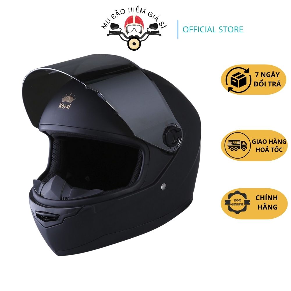 Mũ Bảo Hiểm Fullface Royal M136 Mầu Đen Nhám Cực Đẹp Bảo Hành 12 Tháng