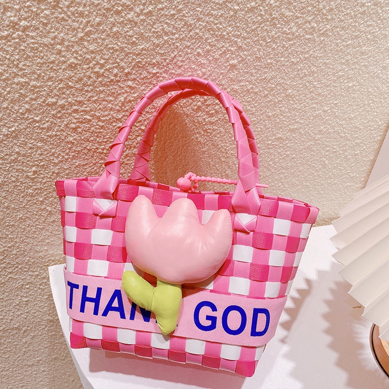 Túi Xách Hoa Tulip Ba Chiều Bằng Vải Cotton Dệt In Chữ Cá Tính Nhiều Màu Sắc