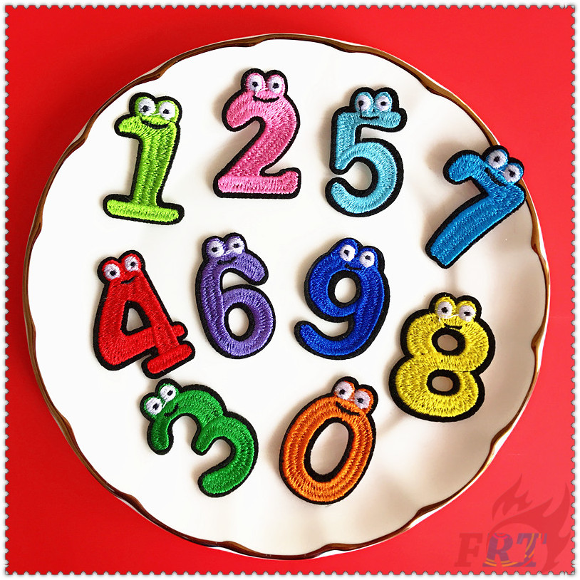✿ Sticker Ủi Thêu Hình Con Số Nhiều Màu Sắc ✿ 1 Sticker Ủi Thêu Hình Nhân Vật Hoạt Hình Ngộ Nghĩnh