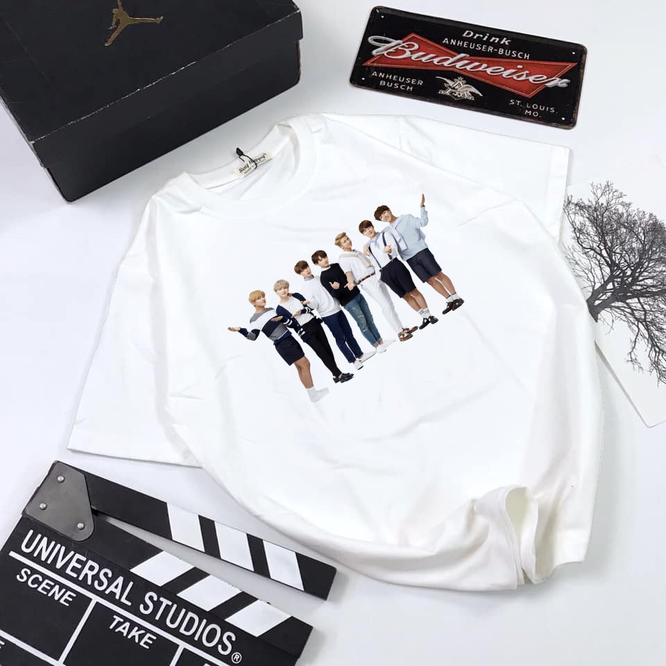 Áo thun Cotton Unisex - Fan BTS Hàn Quốc - K-Pop - Chibi - BTS wecome