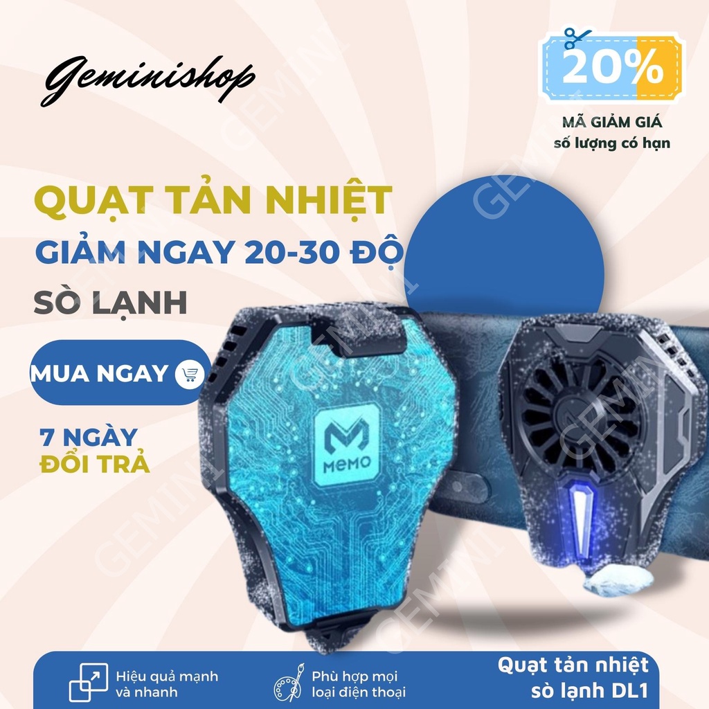 Quạt tản nhiệt gaming Memo DL01 cho điện thoại, tản nhiệt sò lạnh siêu mát Gemini Shop