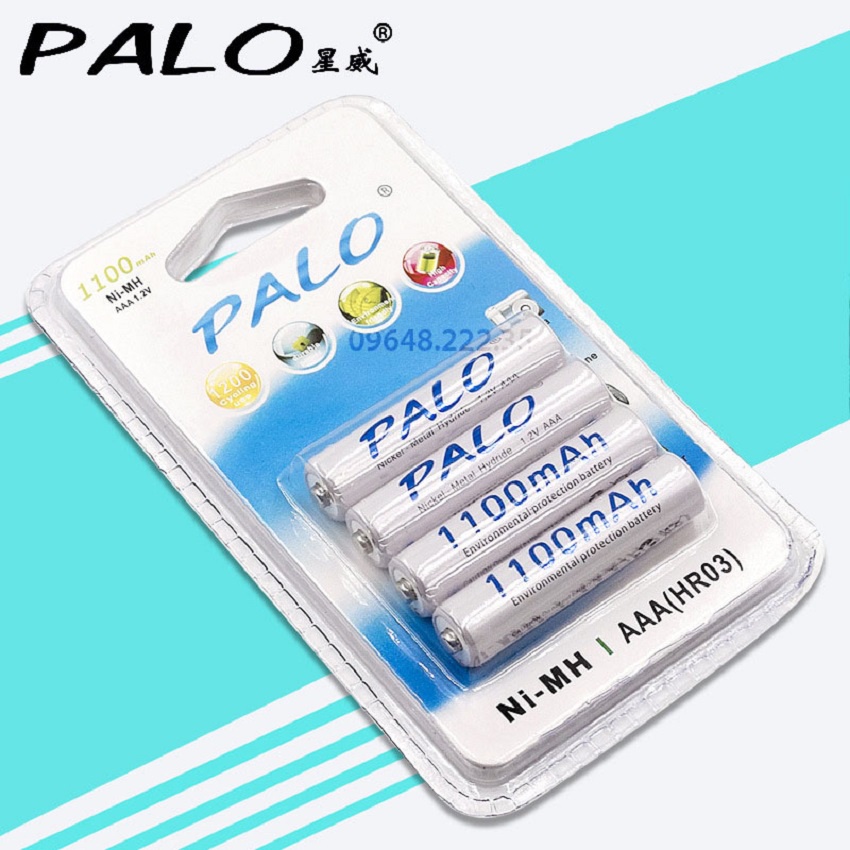 [Có bảo hành] [Chính hãng]  Vỉ 4 viên pin tiểu sạc AAA1100 PALO dùng cho đồ chơi trẻ con...