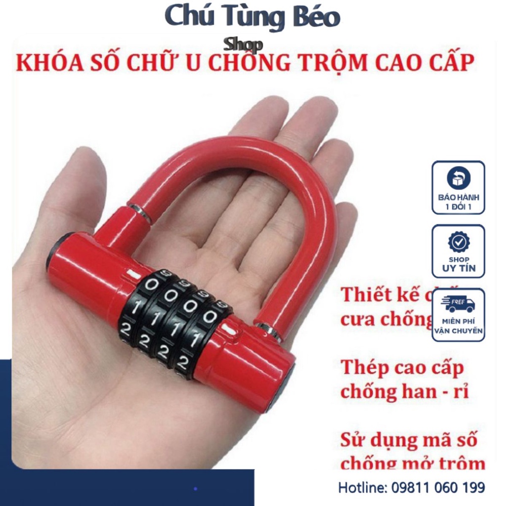 Khóa chống trộm mật mã 4 số khóa xe đạp - Xe máy - Ô tô - Nhà cửa - Cổng chống cưa cắt an toàn thông minh