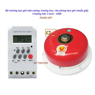 Chuông hẹn giờ 3 inch báo giờ nhà xưởng, công ty, trường học Tiến Thành - Kawasan TS18S-3 inch