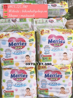 Bỉm quần Merries Nội địa Nhật (hàng cộng miếng) - M58+6/L44+6/XL38+6/XL44+2/XXL28+1