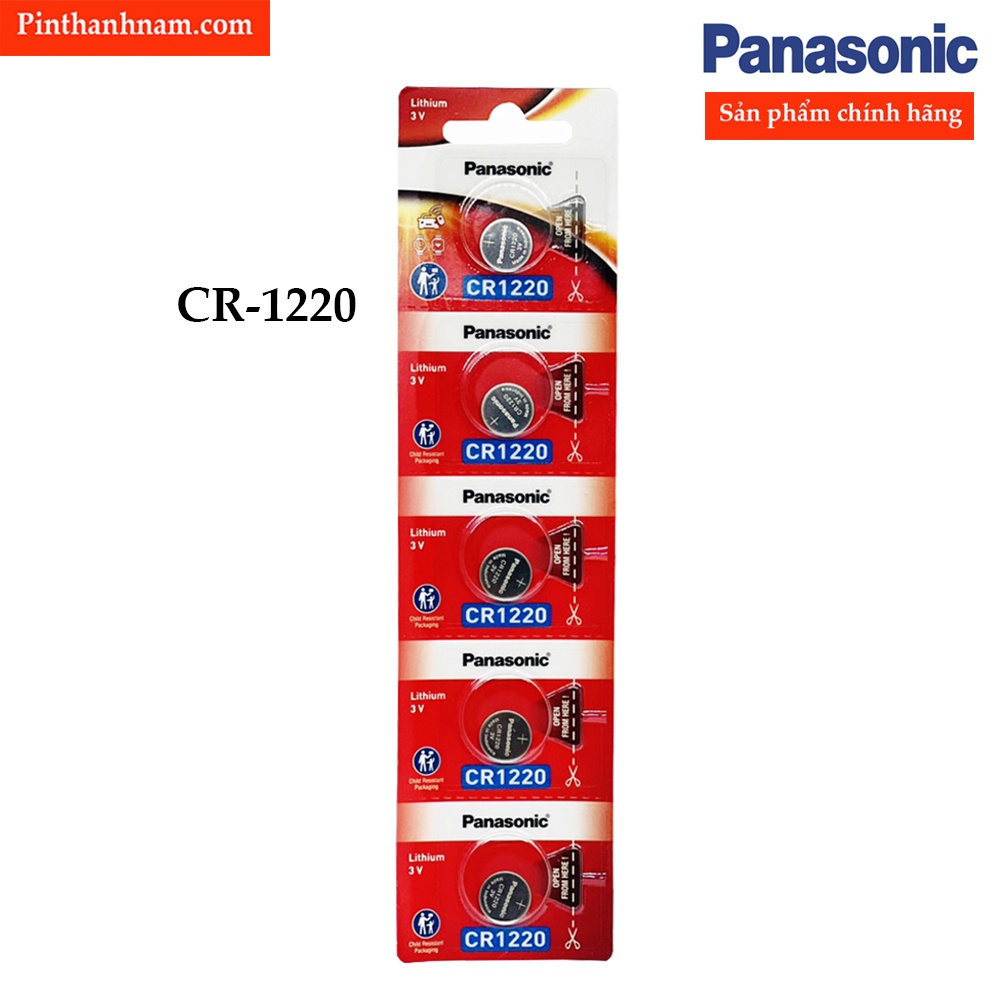 Pin CR1220 Panasonic lithium 3V vỉ 5 viên chính hãng