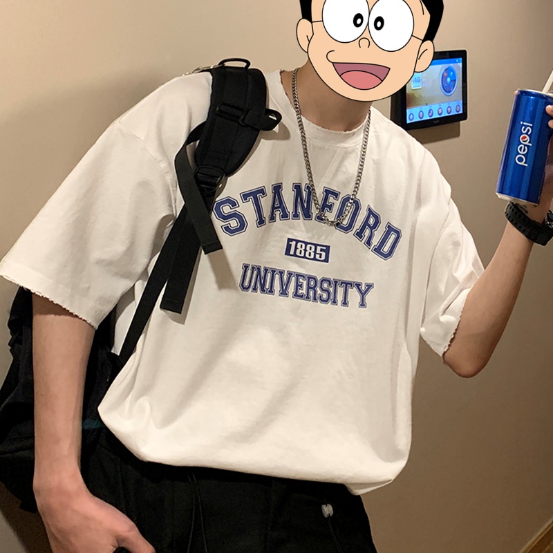 Áo thun unisex nam nữ form rộng tay lỡ phông teen cổ tròn oversize cotton giá rẻ basic đen trắng tee pull STANFORD