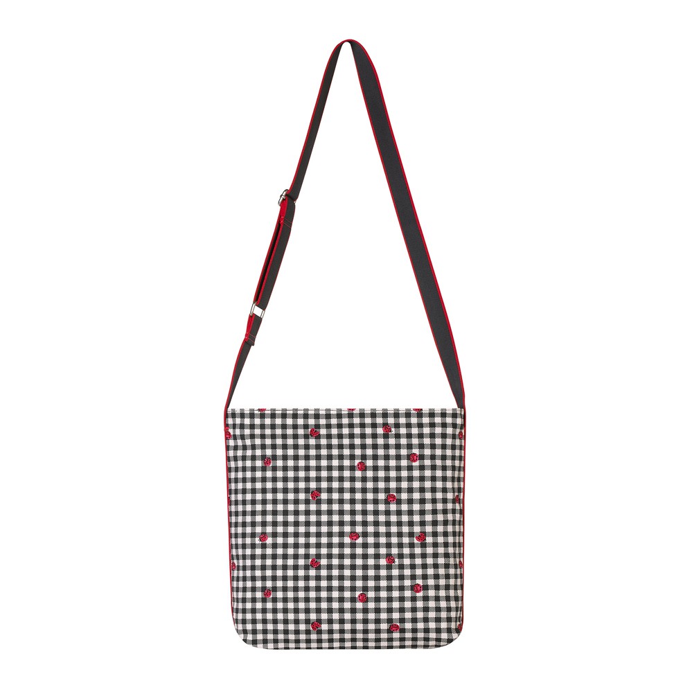 Cath Kidston - Túi đeo chéo Zipped Messenger Bag Ladybug Gingham - 984164 - Stone Charcoal