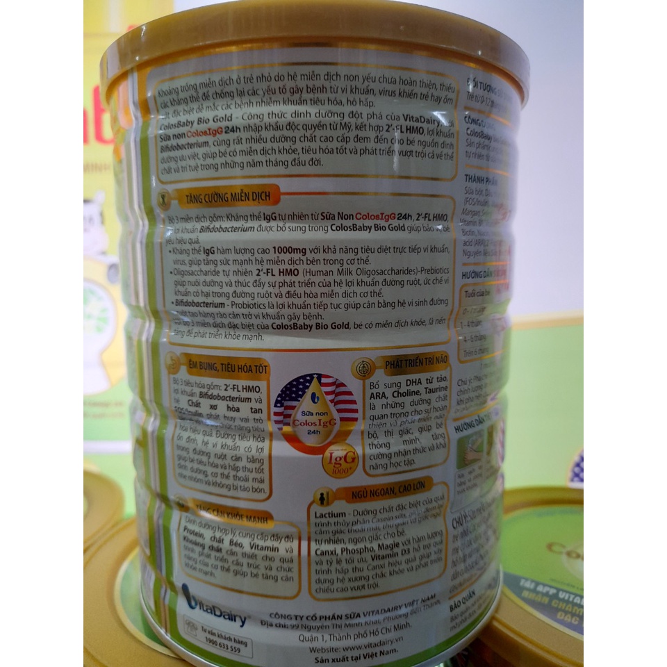 Lon Sữa 800g Colosbaby Bio Gold Vitadairy Giúp Tăng Hệ Miễn Dịch Tiêu Hóa Tốt