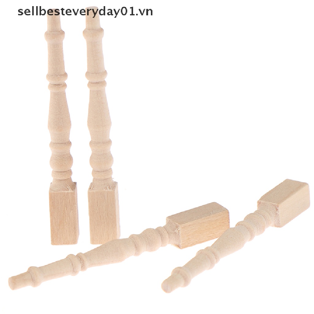 Bộ 4 thanh nội thất làm từ gỗ mini tỉ lệ 1: 12 trang trí nhà búp bê
